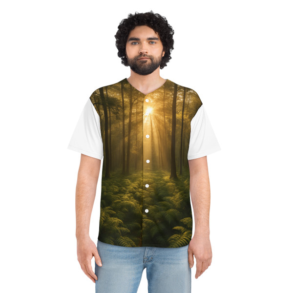 Serene Forest Retreat - Men's Baseball Jersey (AOP)