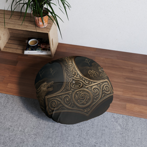 Mjölnir's Might - Tufted Floor Pillow, Round