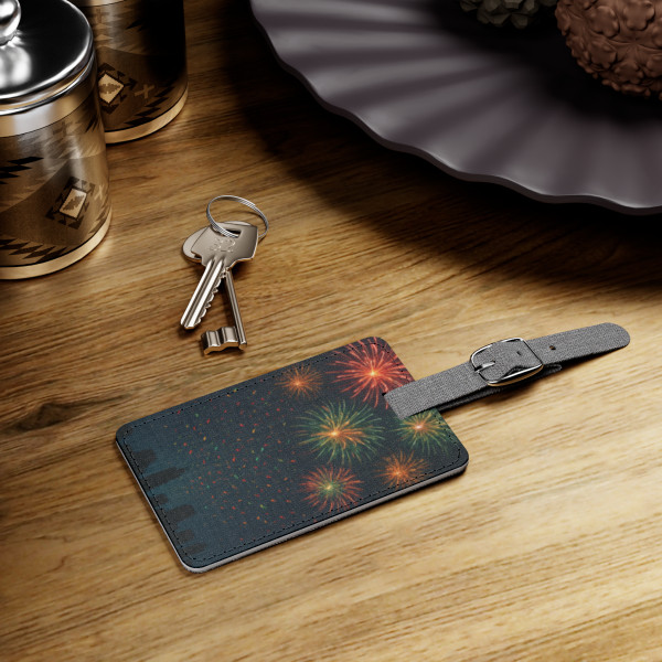 Midnight Sparkle - Saffiano Polyester Luggage Tag, Rectangle