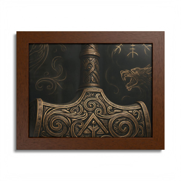 Mjölnir's Might - Framed Poster, Multi-Color