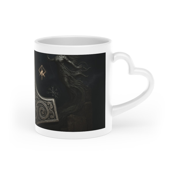 Mjölnir's Might - Heart-Shaped Mug