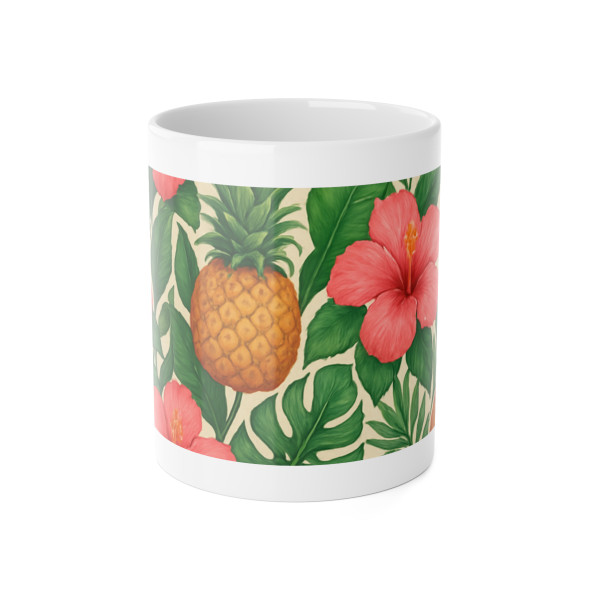 Tropical Oasis Escape - White Ceramic Mug, 11oz