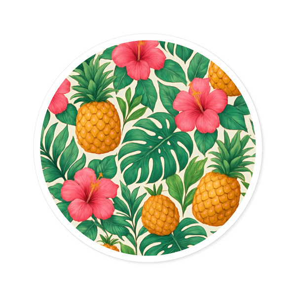 Tropical Oasis Escape - Round Stickers, Indoor\Outdoor