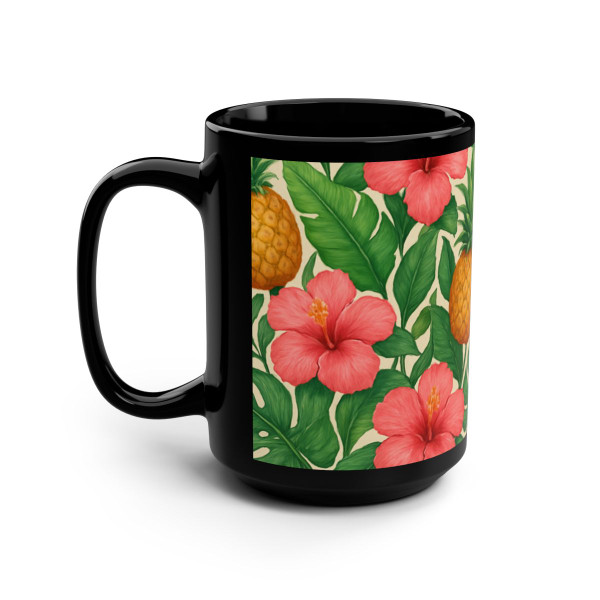 Tropical Oasis Escape - Black Mug, 15oz