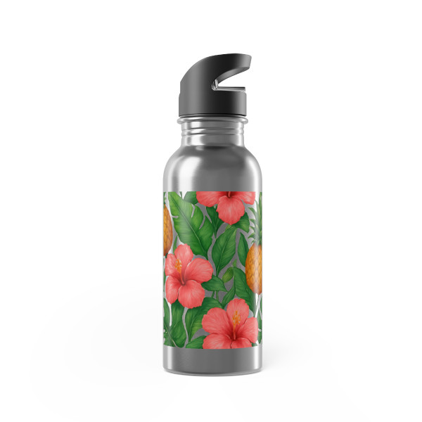 Tropical Oasis Escape - Stainless Steel Water Bottle With Straw, 20oz