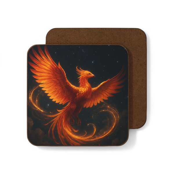 Celestial Phoenix Dance - Hardboard Back Coaster