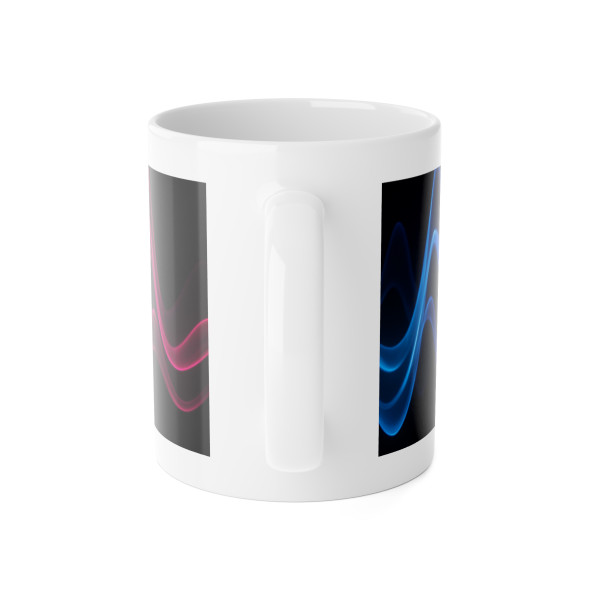 Rhythmic Waves - White Ceramic Mug, 11oz