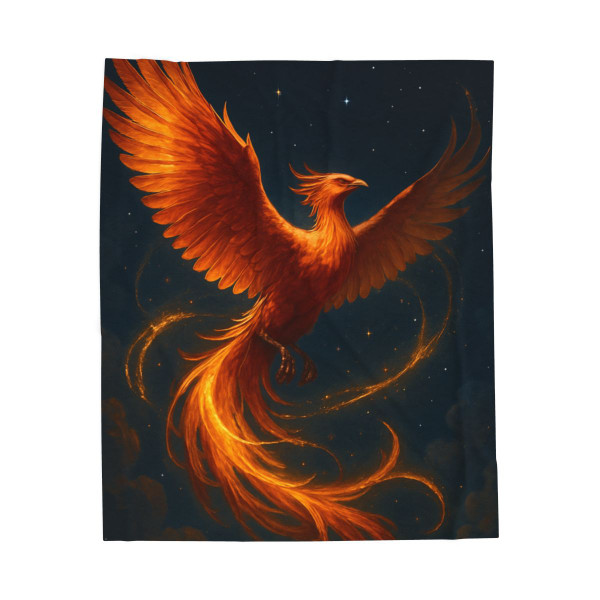 Celestial Phoenix Dance - Velveteen Plush Blanket