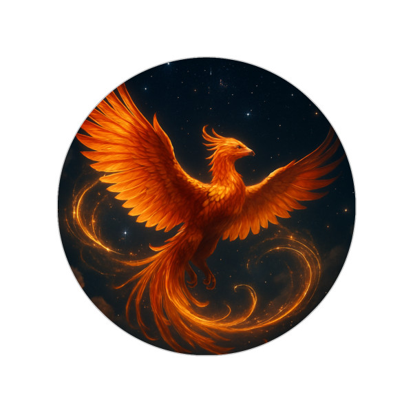 Celestial Phoenix Dance - Transparent Outdoor Stickers, Round, 1pcs