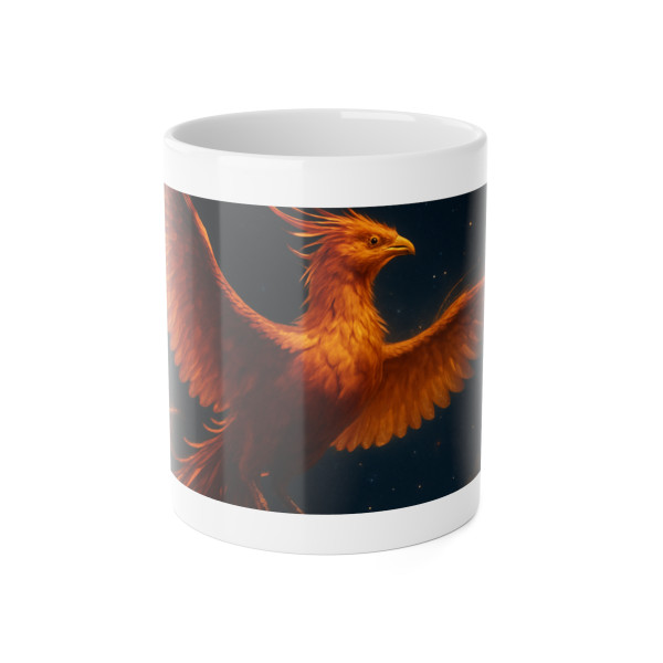 Celestial Phoenix Dance - White Ceramic Mug, 11oz
