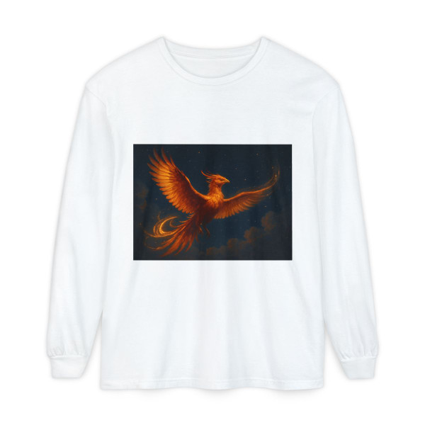 Celestial Phoenix Dance - Unisex Garment-dyed Long Sleeve T-Shirt