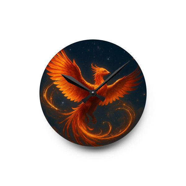 Celestial Phoenix Dance - Acrylic Wall Clock