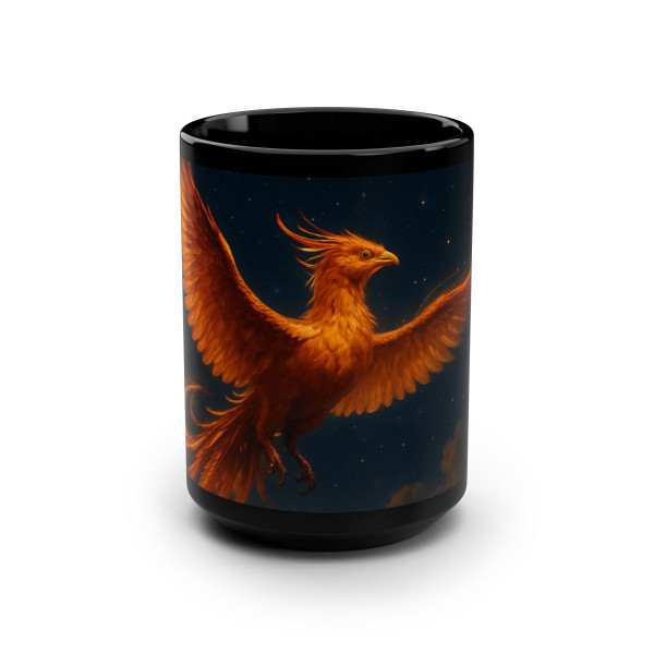Celestial Phoenix Dance - Black Mug, 15oz