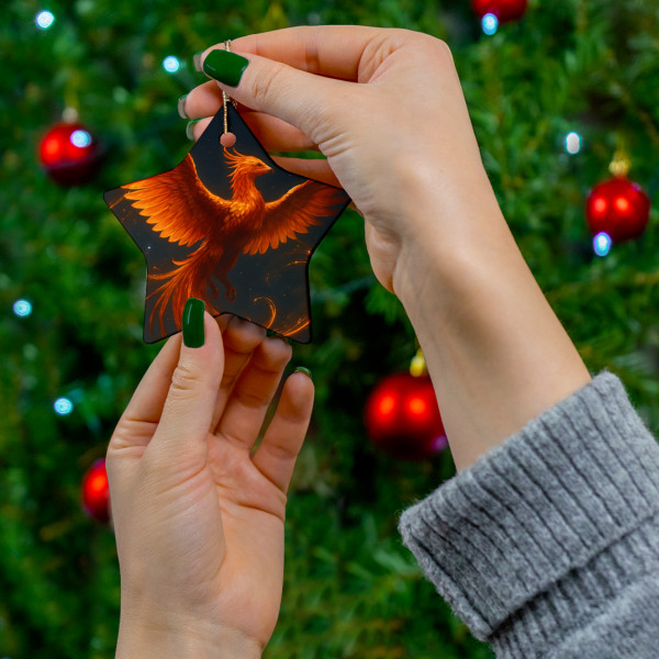 Celestial Phoenix Dance - Ceramic Ornament, 4 Shapes
