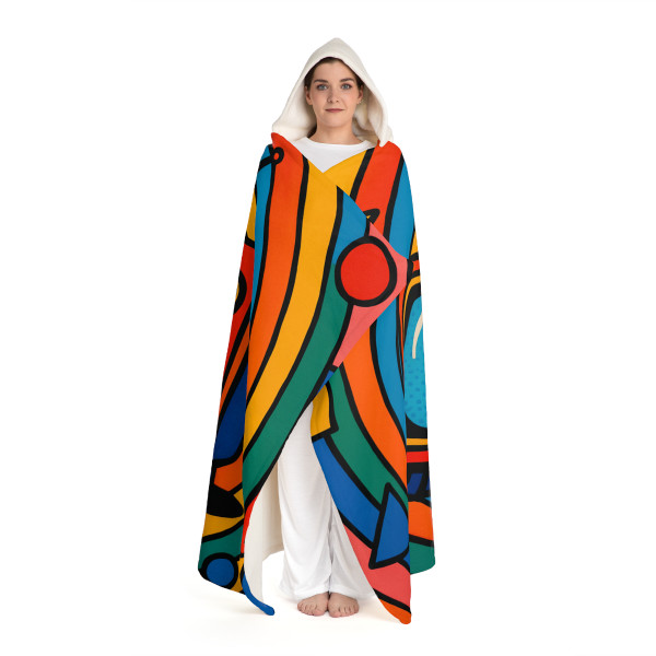 Retro Revolution - Hooded Sherpa Fleece Blanket