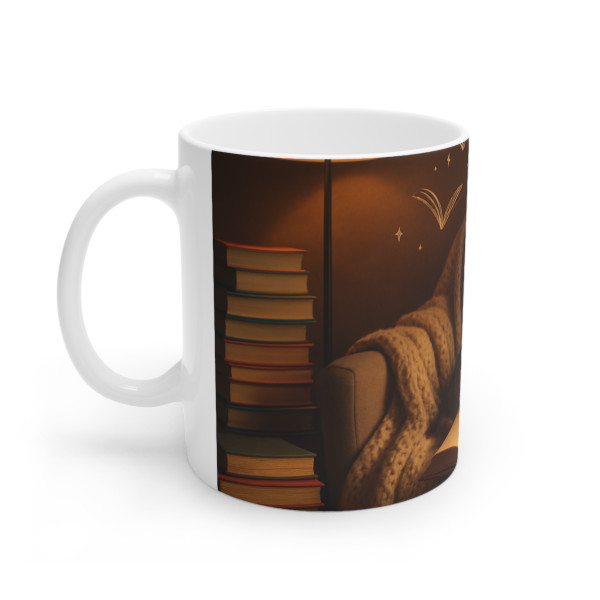 Whimsical Reading Haven - White Ceramic Mug, 11oz and 15oz