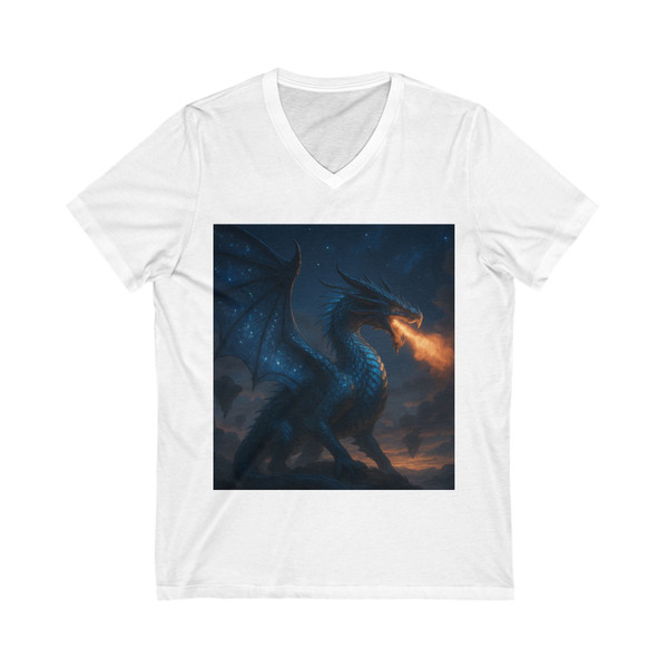Eclipse of the Celestial Dragon - Unisex Jersey Short Sleeve V-Neck Tee