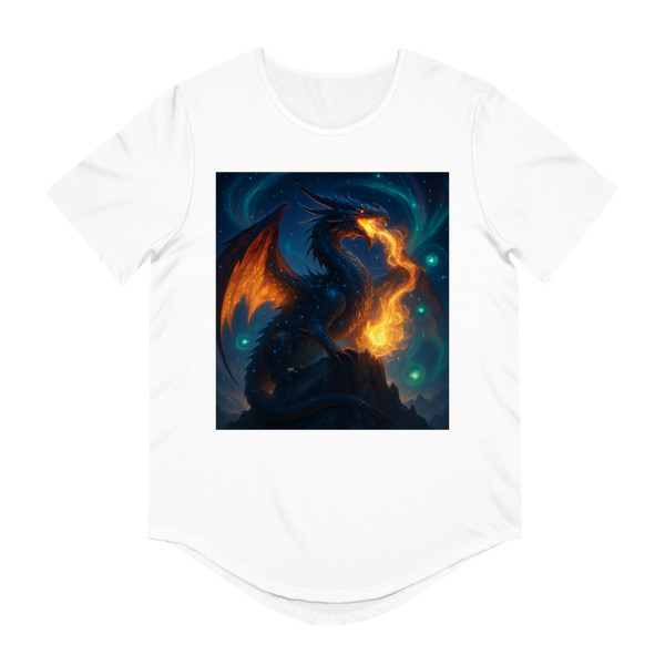 Eldralith, the Celestial Flame Wyrm - Men's Jersey Curved Hem Tee