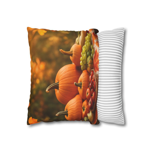 Harvest Table Gathering - Square Poly Canvas Pillowcase