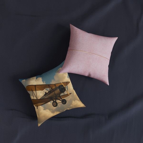 Soaring Above Clouds - Square Pillow - Pink Back