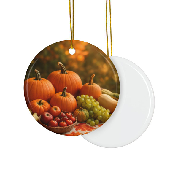 Harvest Table Gathering - Decorative Ceramic Ornaments, Double-Sided (1pc, 3pcs, 5pcs, 10pcs)