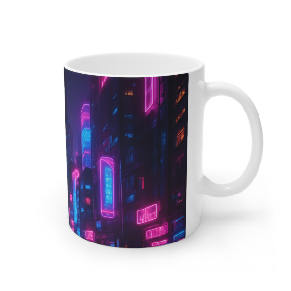 Cyberpunk Dreamscape - White Ceramic Mug, 11oz and 15oz