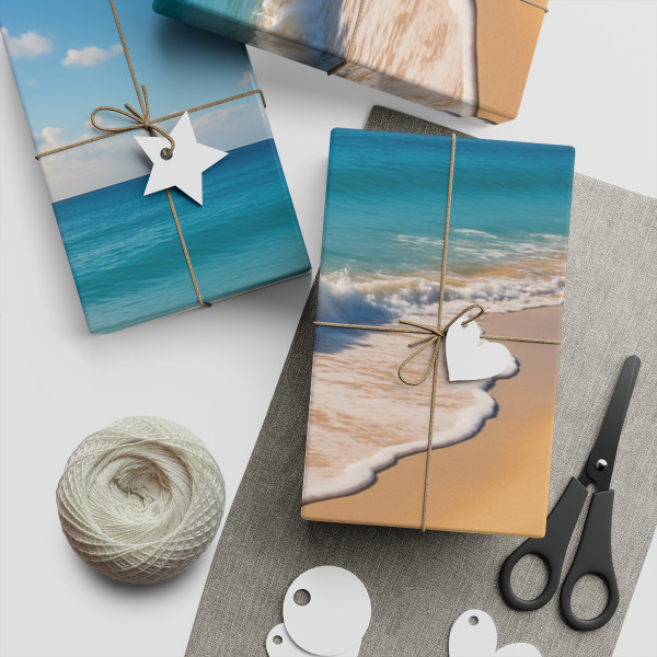 Serene Coastal Bliss - Gift Wrapping Paper Sheets, 1pc