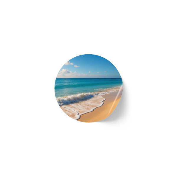 Serene Coastal Bliss - Round Sticker Label Rolls