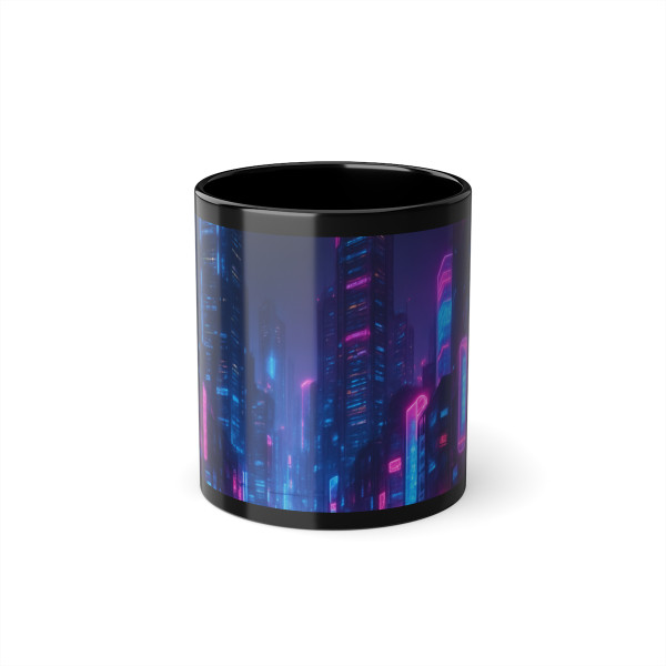Cyberpunk Dreamscape - Black Coffee Cup, 11oz