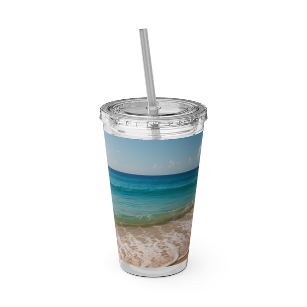 Serene Coastal Bliss - Sunsplash Tumbler with Straw, 16oz