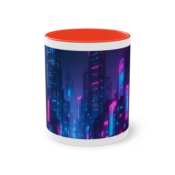 Cyberpunk Dreamscape - Two-Tone Coffee Mug, 11oz