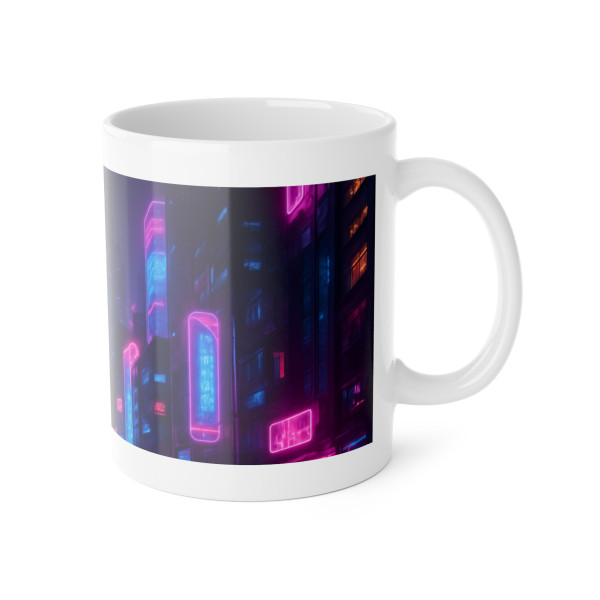 Cyberpunk Dreamscape - White Ceramic Mug, 11oz
