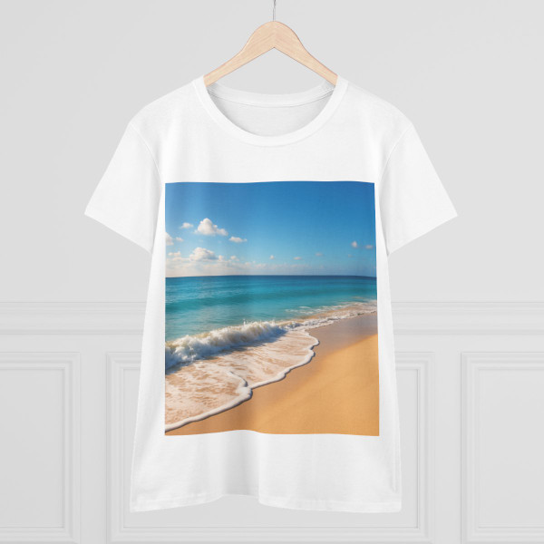 Serene Coastal Bliss - Women's Midweight Cotton Tee