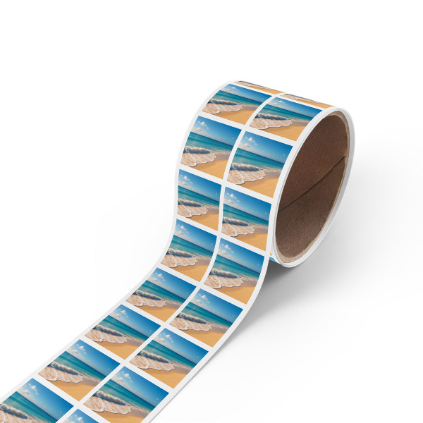 Serene Coastal Bliss - Square Sticker Label Rolls