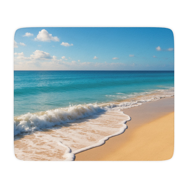 Serene Coastal Bliss - Tan Sherpa Blanket