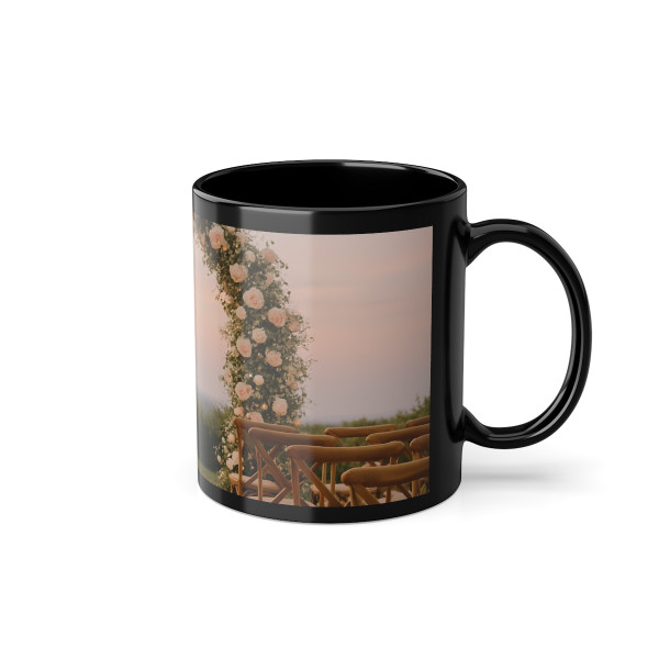 Ethereal Garden Bliss - Black Coffee Cup, 11oz
