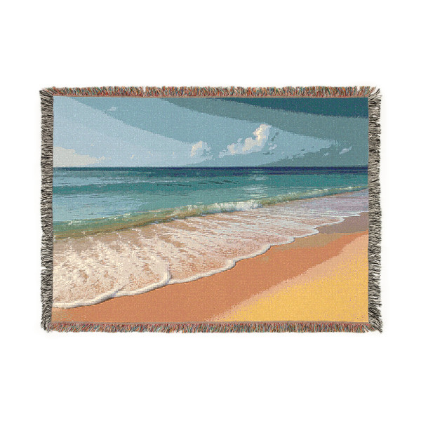 Serene Coastal Bliss - Woven Blanket