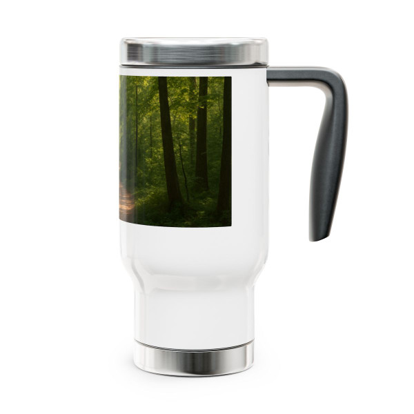 Path of Enlightenment - Stainless Steel Travel Mug with Handle, 14oz