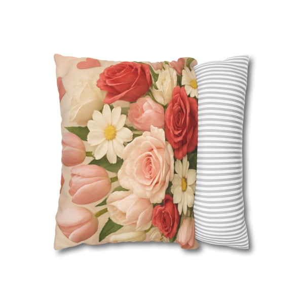 Love in Bloom - Square Poly Canvas Pillowcase