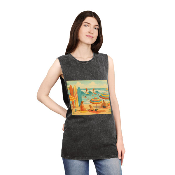 Retro Beach Party - Unisex Stonewash Tank Top