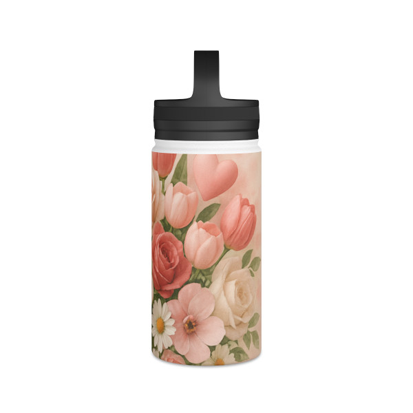 Love in Bloom - Stainless Steel Water Bottle, Handle Lid