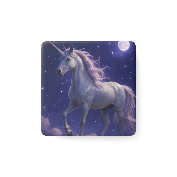 Celestial Unicorn Dreams - Porcelain Magnet, Square