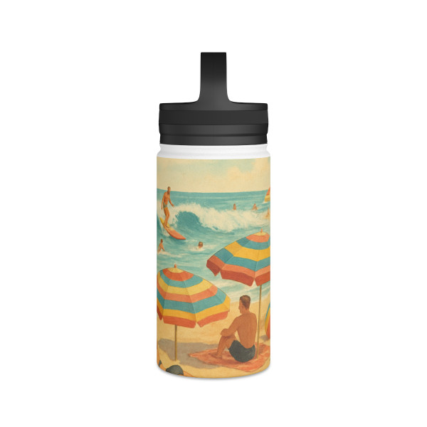 Retro Beach Party - Stainless Steel Water Bottle, Handle Lid
