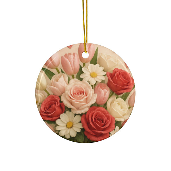 Love in Bloom - Ceramic Ornaments, 2-Side Print, (1pc, 3pcs, 5pcs, 10pcs)
