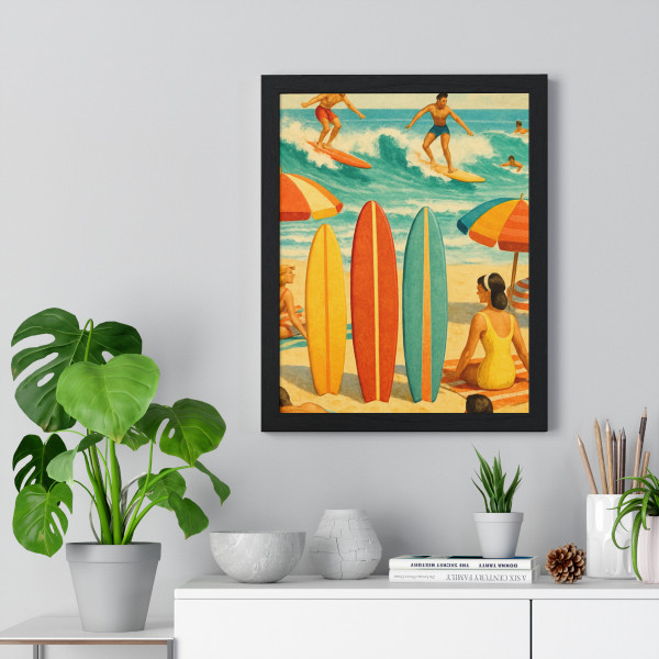 Retro Beach Party - Vertical Framed Poster
