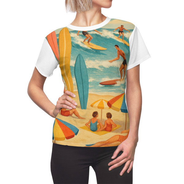 Retro Beach Party - Women's Cut & Sew Tee (AOP)