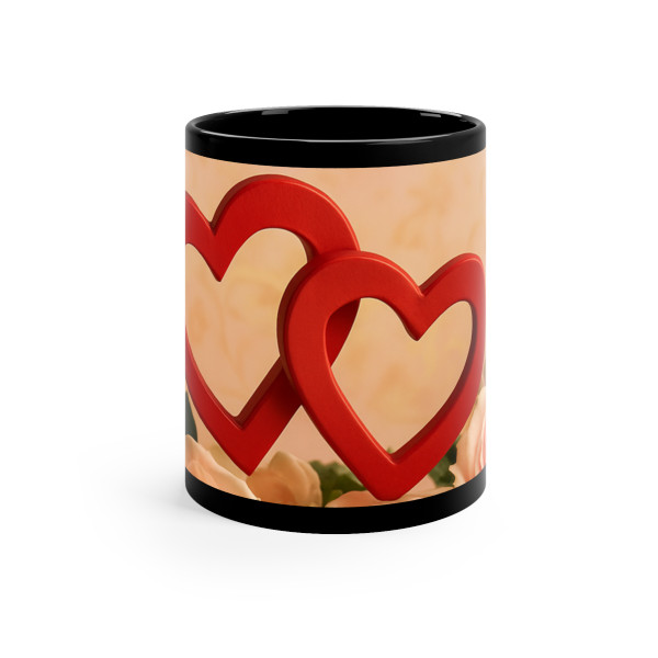 Eternal Love Blossoms - Black Coffee Mug, 11oz