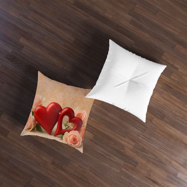 Eternal Love Blossoms - Tufted Floor Pillow, Square