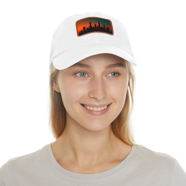 Glamorous Cityscape - Dad Hat with Leather Patch (Rectangle)