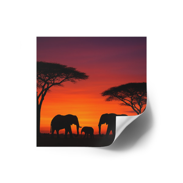 Savanna Sunset Serenade - Laminate Stickers, Square